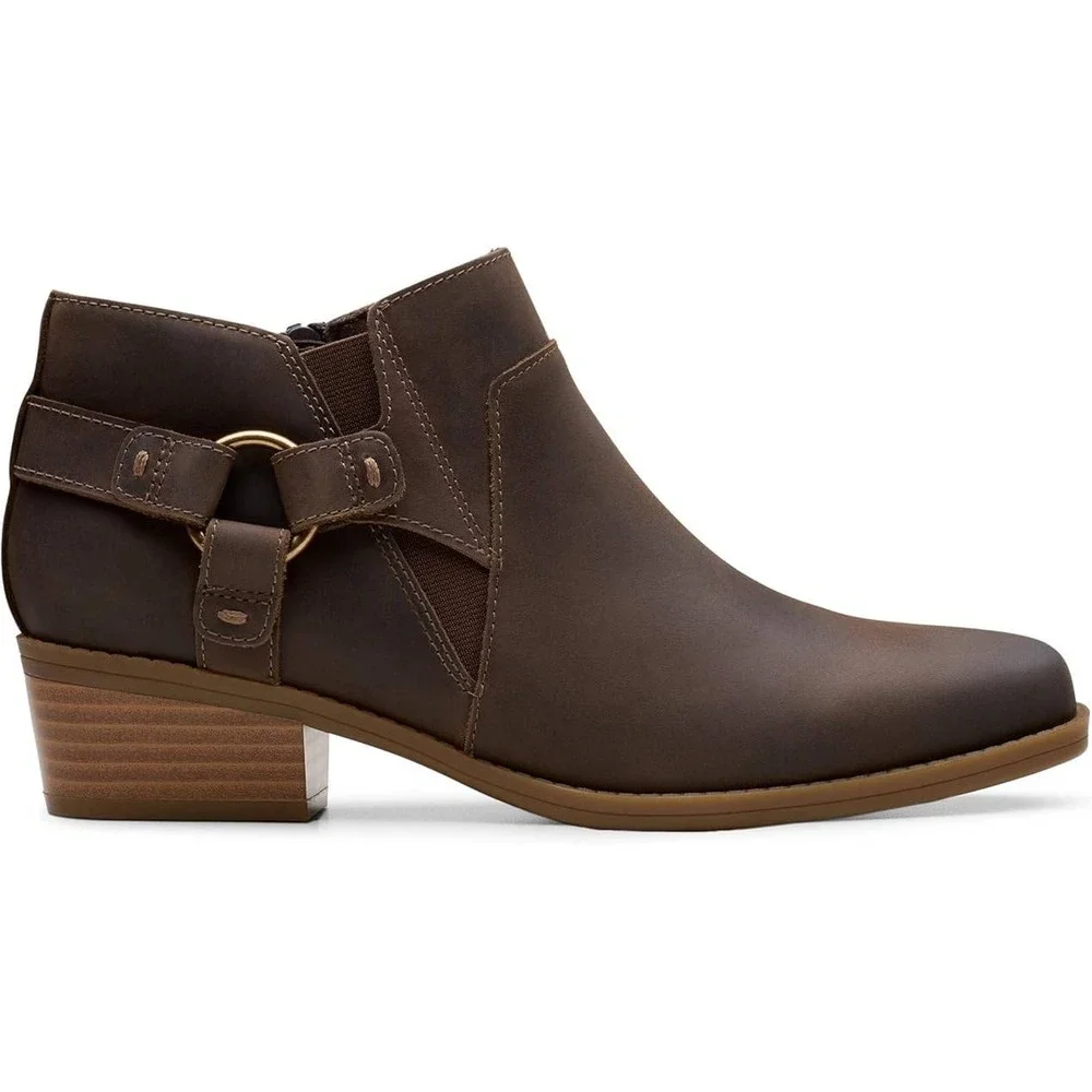 Clarks Collection Danyelle Taupe Leather Ankle Boots Women Size 9.5 Zip Bootie